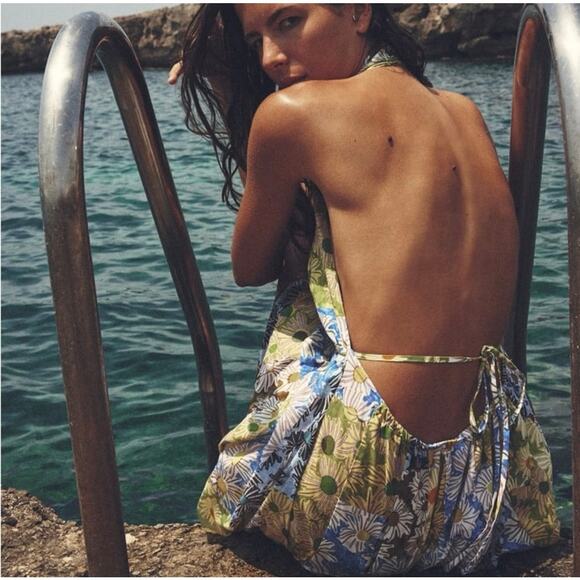 NWT! Zara Blogger Favorite Daisy Bloomcore Halter Mini Dress - Size XL - Picture 11 of 13